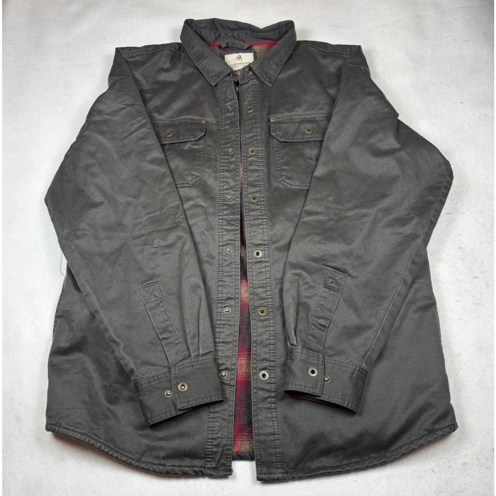 LEGENDARY WHITETAILS MEN'S LINED BUTTON SNAP JACKET GRAY POCKETS SIZE LT